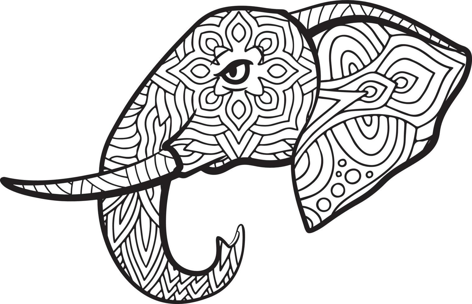handgetekende olifanten kleurplaat vector