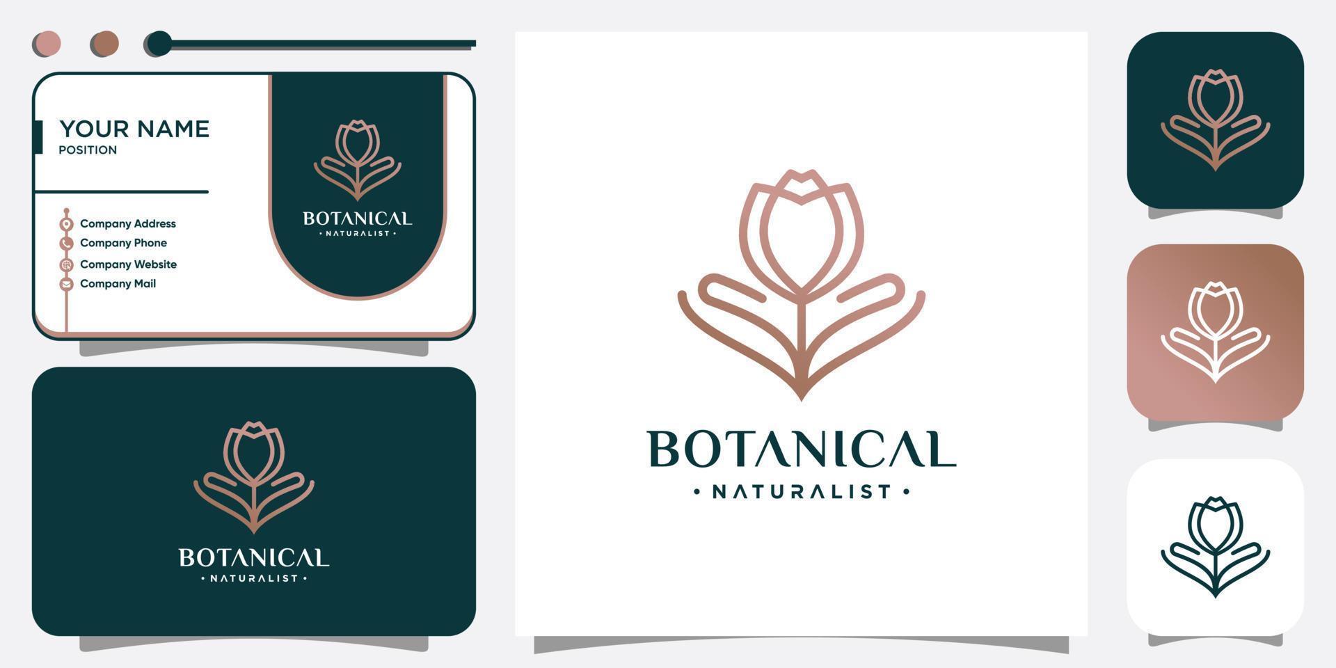 botanisch logo met creatieve bloemconcept premium vector