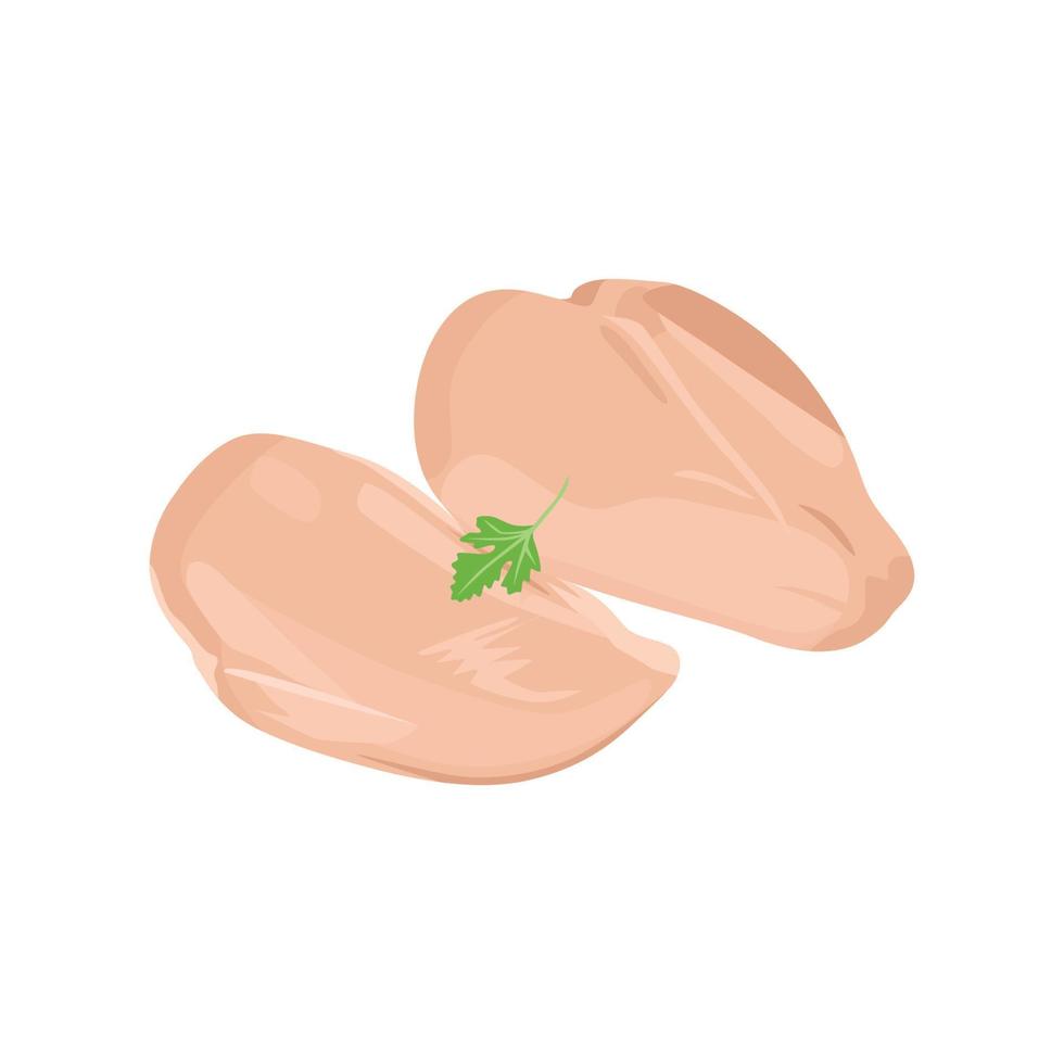 platte vector van rauwe kipfilet geïsoleerd op een witte achtergrond. platte illustratie grafisch pictogram