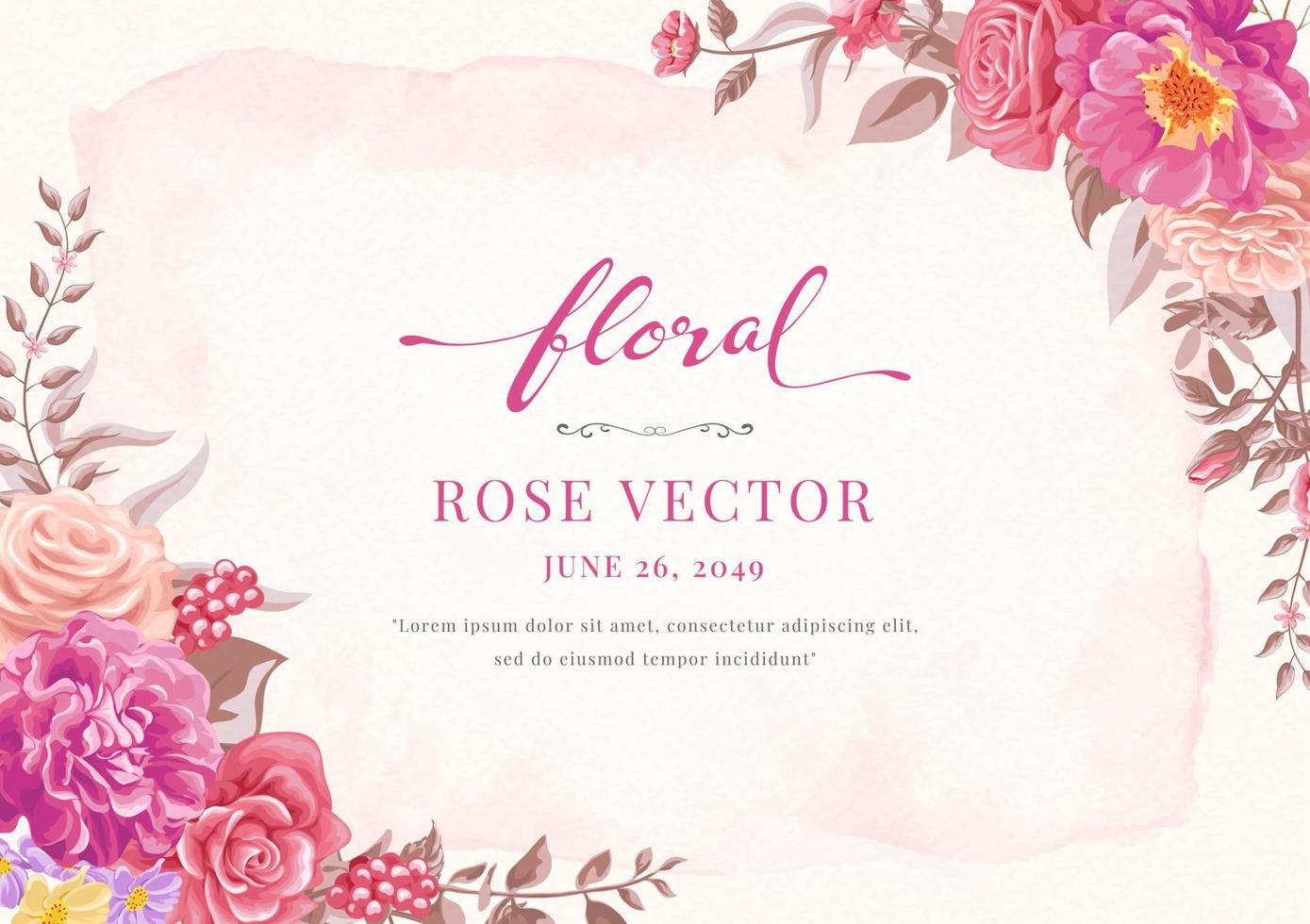 roze bloem en botanische blad digitale geschilderde illustratie vector