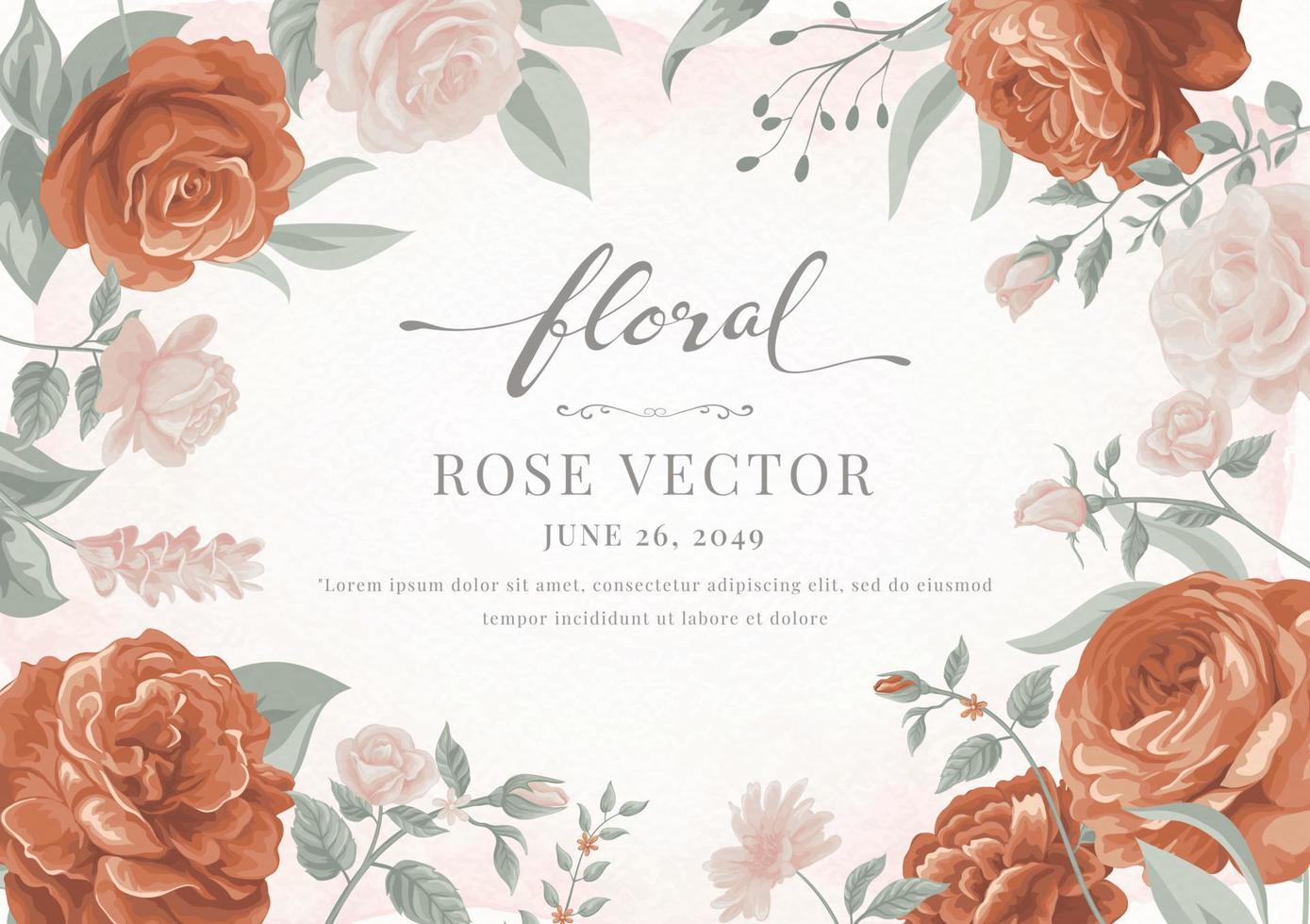 mooie roze bloem en botanisch blad digitale geschilderde illustratie voor liefde bruiloft Valentijnsdag of arrangement uitnodiging ontwerp wenskaart vector