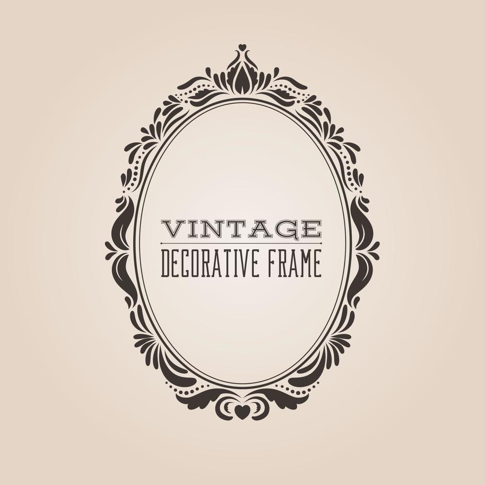 ovale vintage sierlijke grenskader met retro patroon, Victoriaanse en barokke stijl decoratief ontwerp. vector