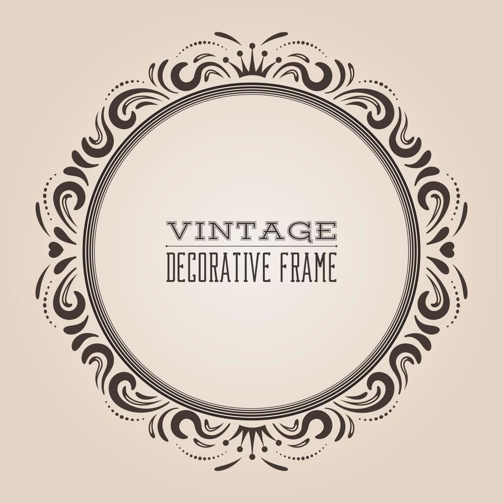 ronde vintage sierlijke grenskader, Victoriaanse en koninklijke barokke stijl decoratief ontwerp. elegante framevorm met hartjes en wervelingen voor logo, jubileum en huwelijksuitnodigingen. vectorillustratie. vector