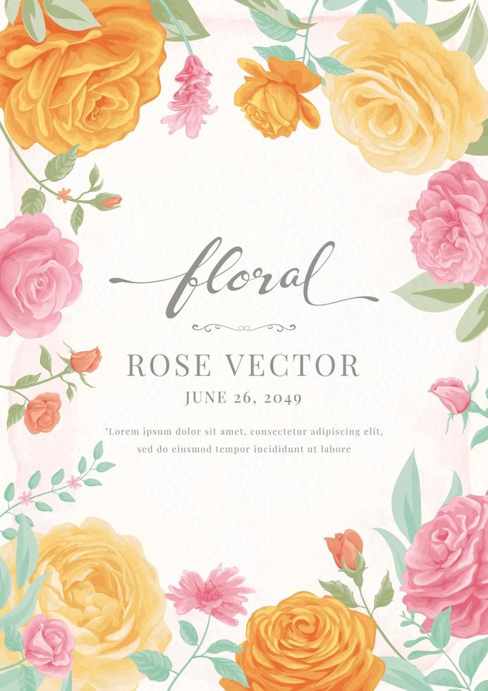 mooie roze bloem en botanisch blad digitale geschilderde illustratie voor liefde bruiloft Valentijnsdag of arrangement uitnodiging ontwerp wenskaart vector