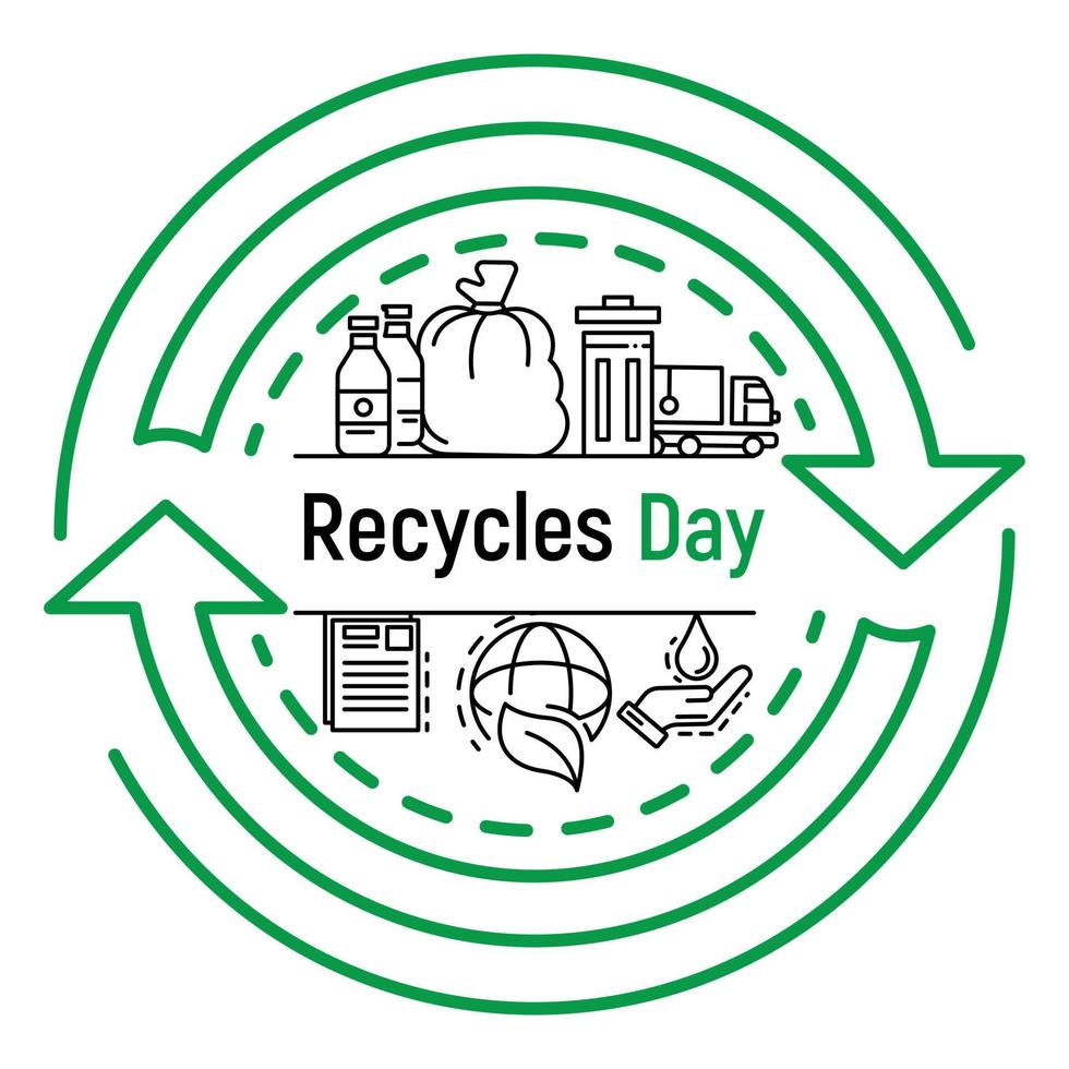 internationale recyclet dag concept achtergrond, Kaderstijl vector