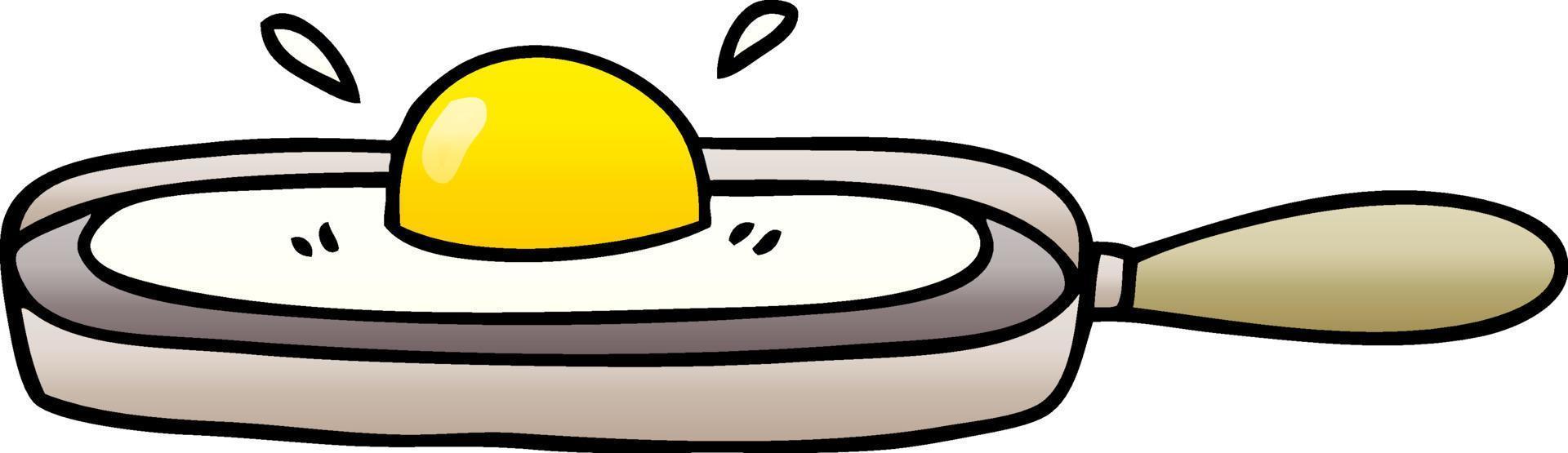 eigenzinnige gradiënt gearceerde cartoon gebakken ei in koekenpan vector
