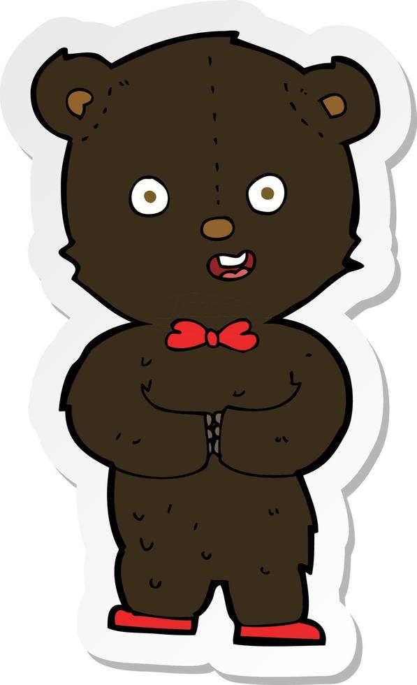 sticker van een cartoon teddy zwarte beer vector