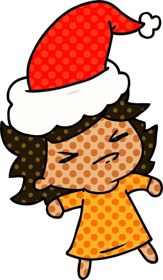 kerst cartoon van kawaii meisje vector