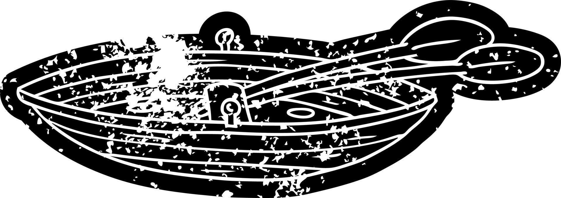 grunge icoon tekening van een houten boot vector