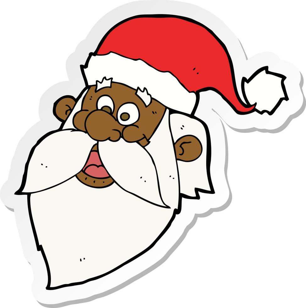 sticker van een cartoon vrolijk gezicht van de kerstman vector