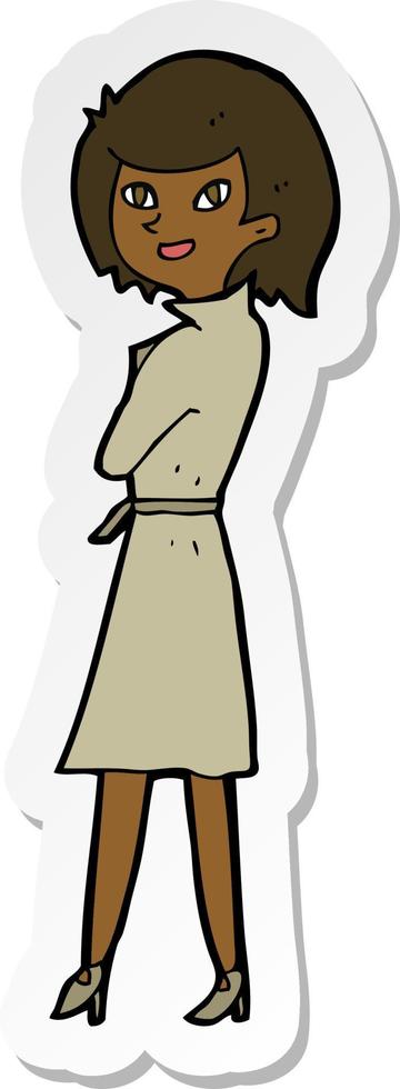 sticker van een tekenfilmvrouw in trenchcoat vector