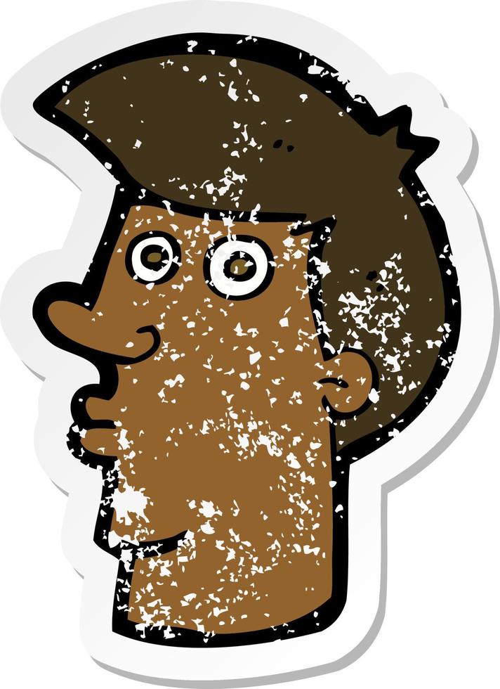 retro noodlijdende sticker van een cartoon verwarde man vector