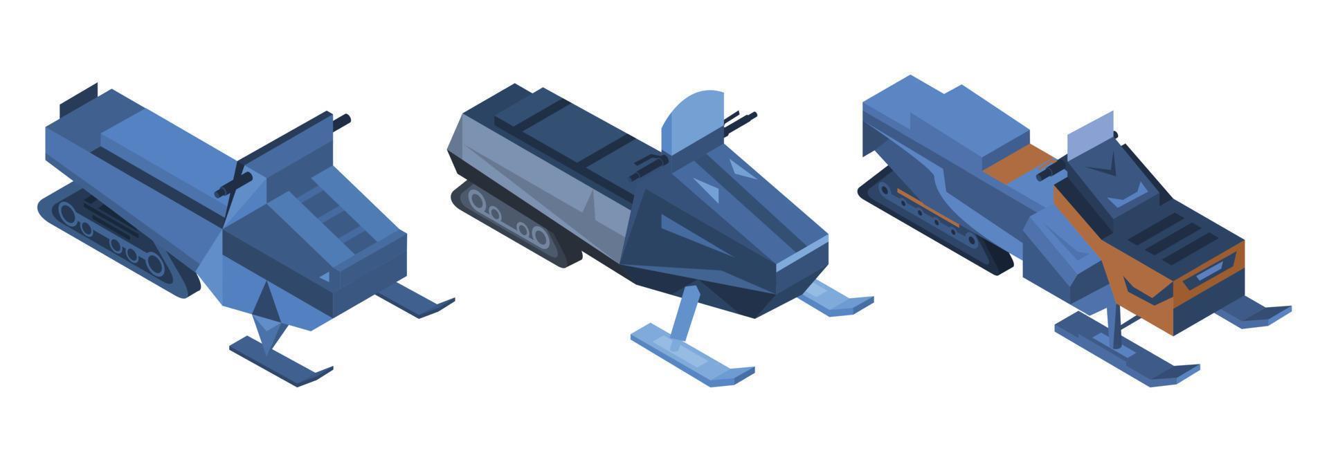 sneeuwscooter pictogrammenset, isometrische stijl vector