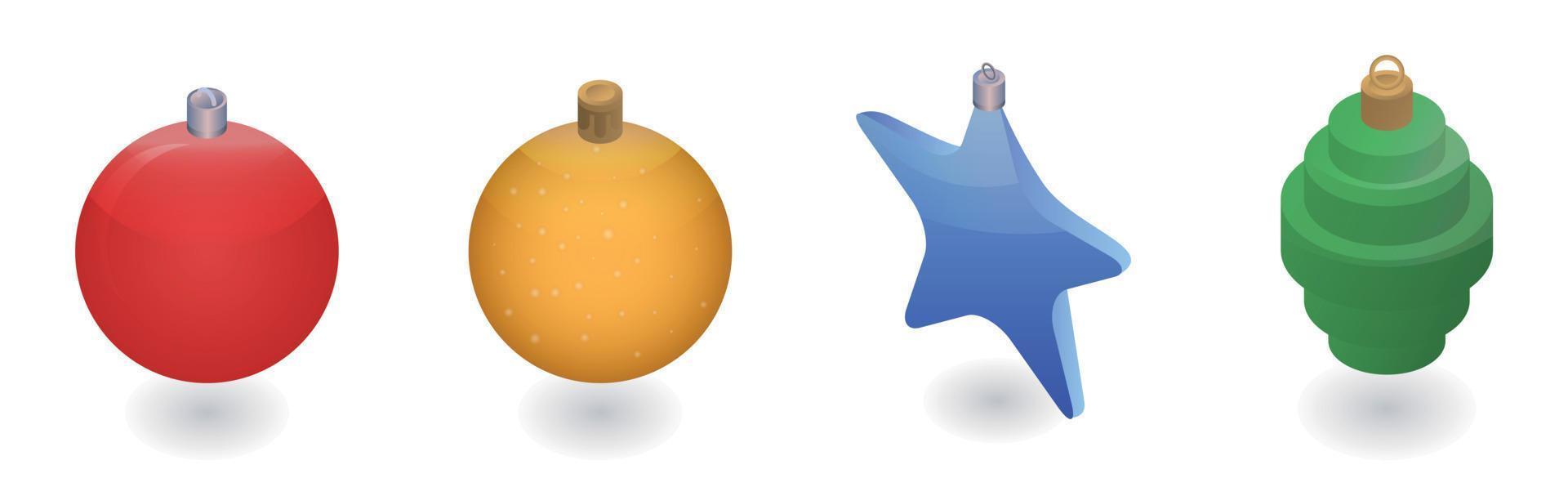 kerstboom speelgoed icon set, isometrische stijl vector