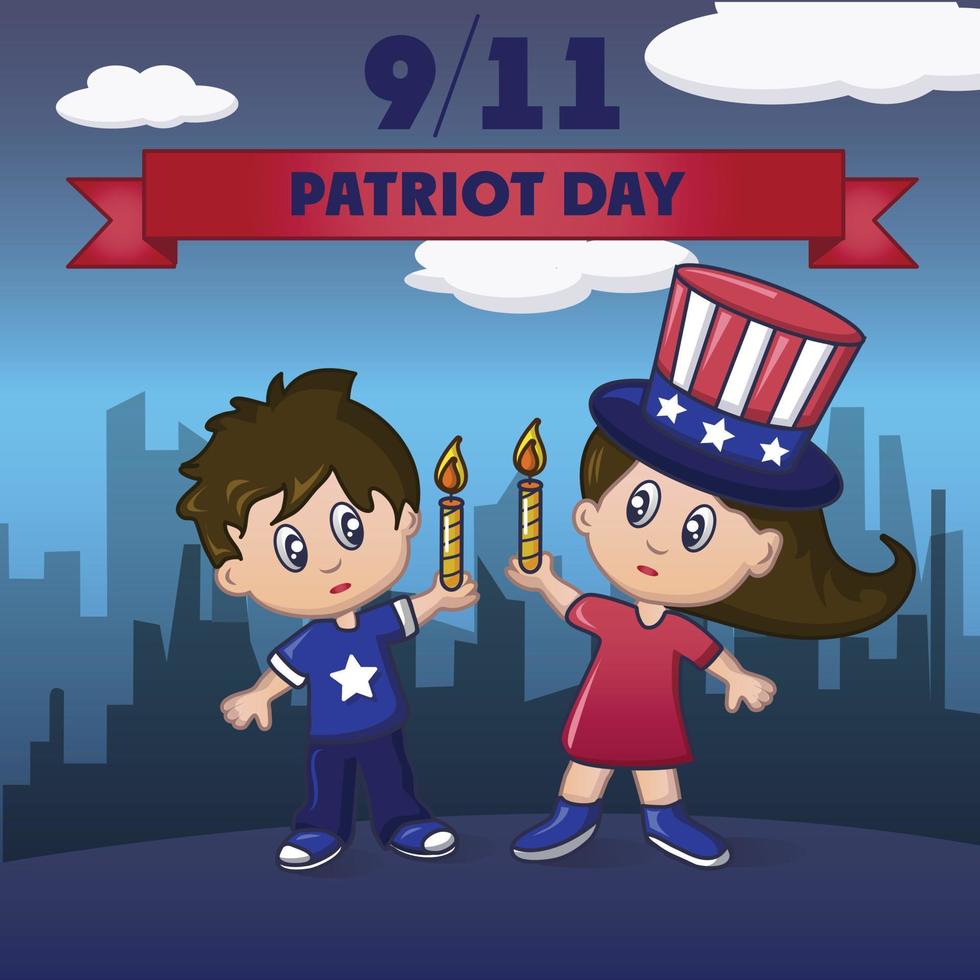 patriot day amerika concept achtergrond, cartoon stijl vector