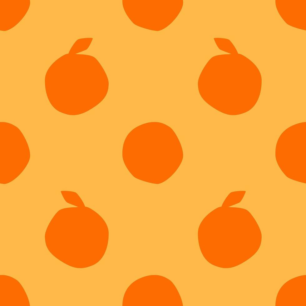 oranje fruit naadloos patroon, in platte ontwerpstijl. hand getrokken oranje vruchten op gele achtergrond, eenvoudig herhalend ontwerp. zomer illustratie vector