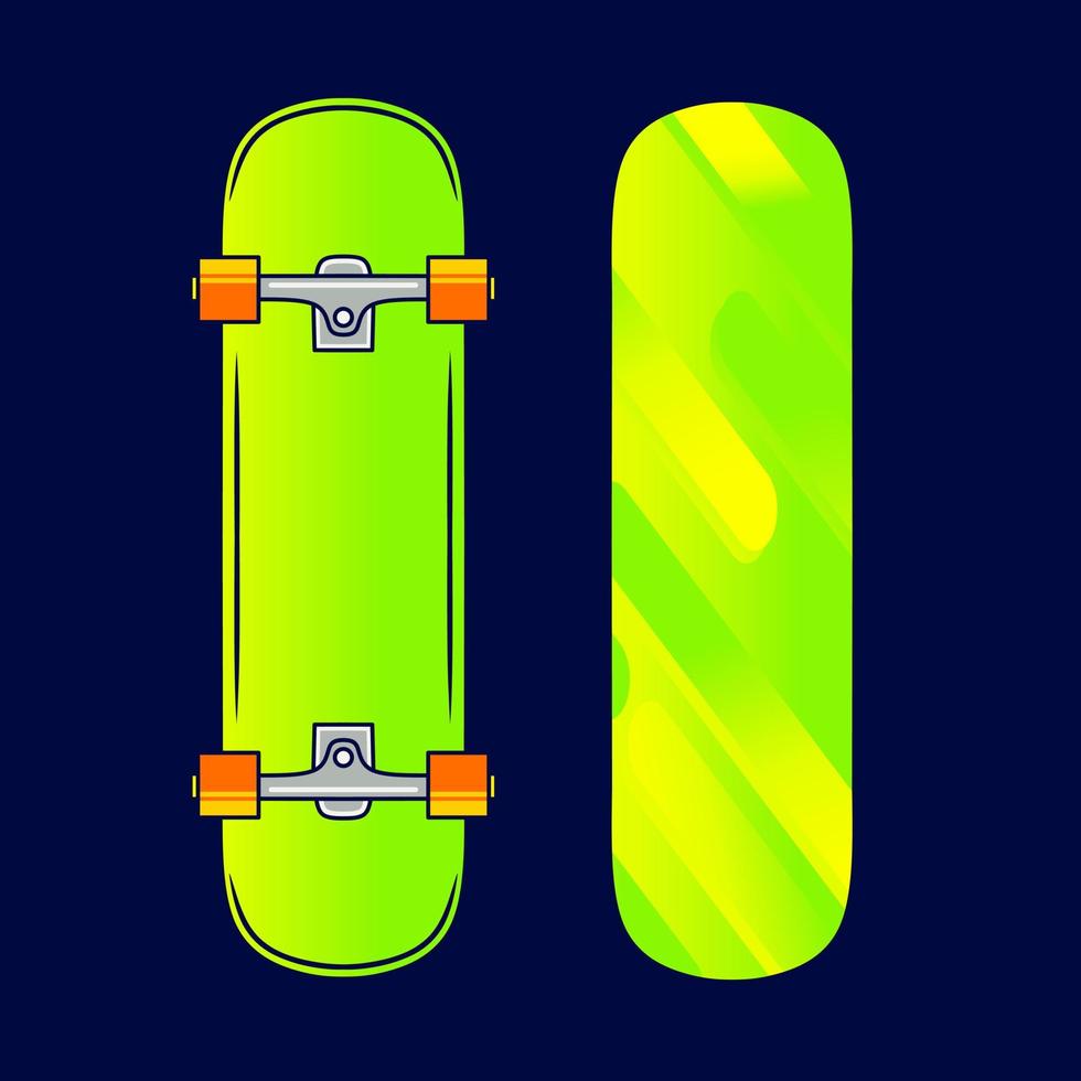 skateboard stijl vector lijn neon art potrait kleurrijke embleemontwerp met donkere achtergrond. abstracte grafische illustratie. geïsoleerde zwarte achtergrond voor t-shirt, poster, kleding, merch