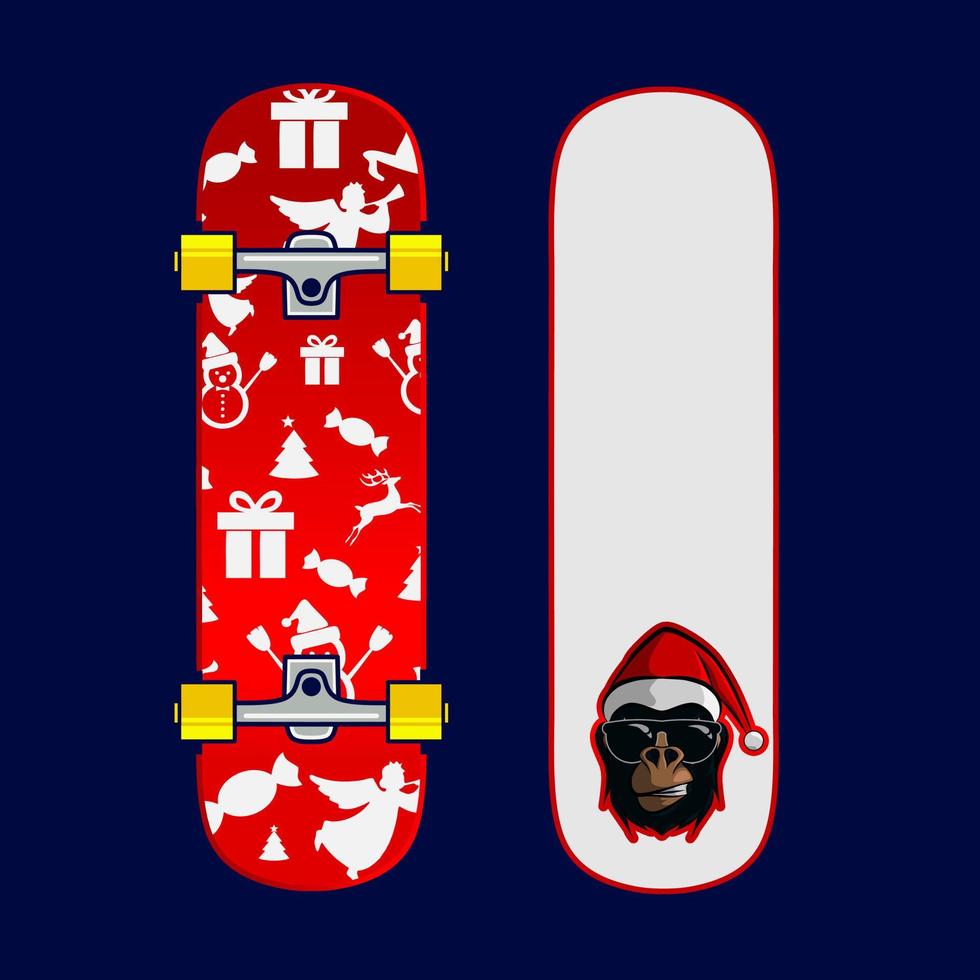 skateboard stijl kerst vector kunst potrait kleurrijke embleemontwerp met donkere achtergrond. abstracte grafische illustratie. geïsoleerde zwarte achtergrond voor t-shirt, poster, kleding, merch