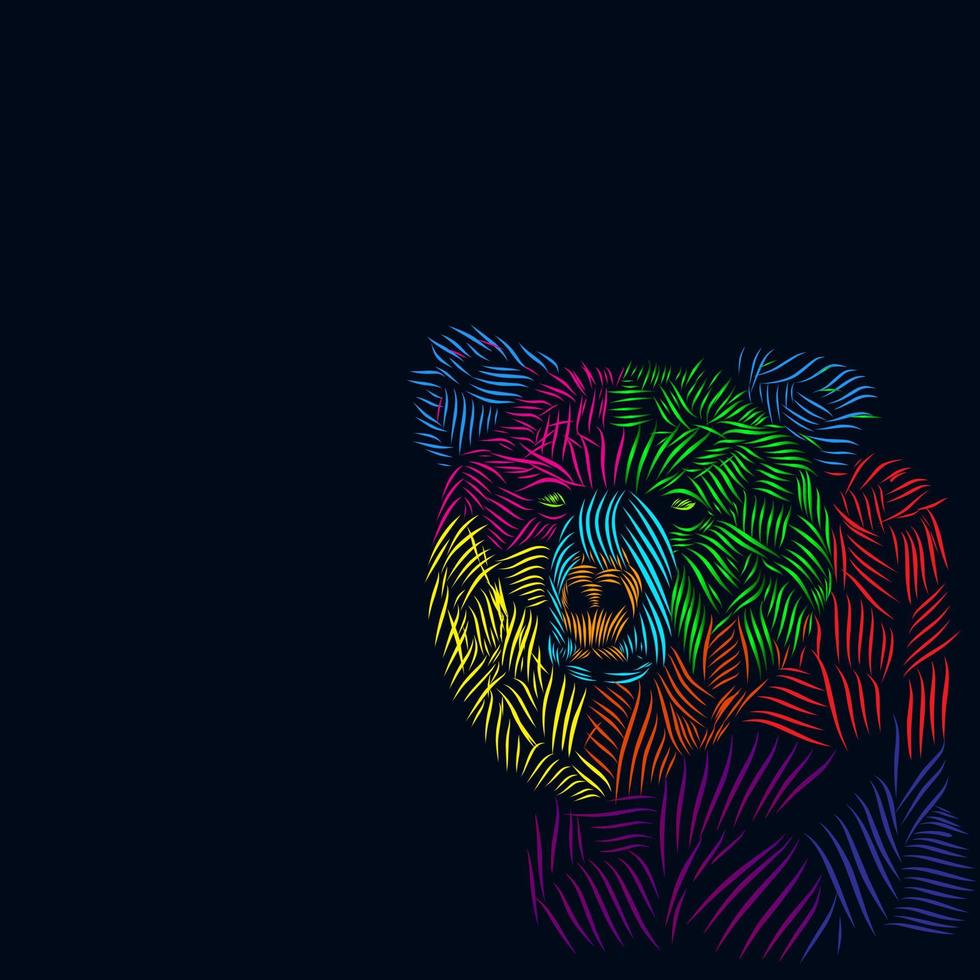 beer lijn popart potrait kleurrijk logo ontwerp met donkere achtergrond vector