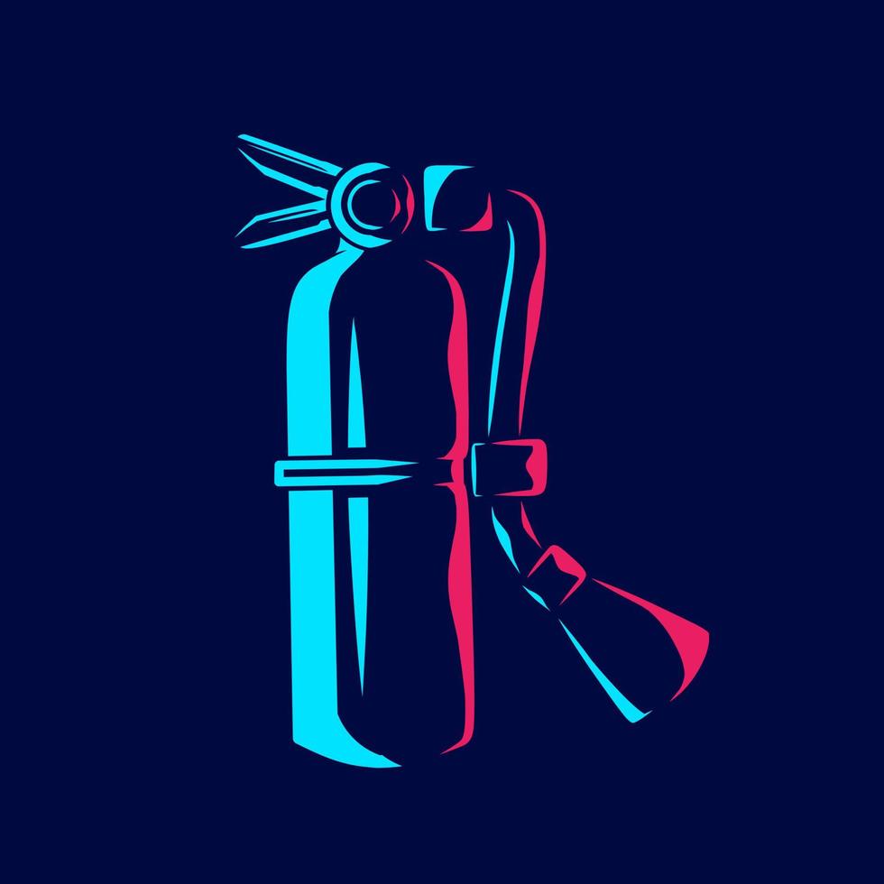 brandblusser brandveiligheid neon art potrait logo kleurrijk ontwerp met donkere achtergrond. abstracte vectorillustratie. geïsoleerde zwarte achtergrond voor t-shirt, poster, kleding. vector