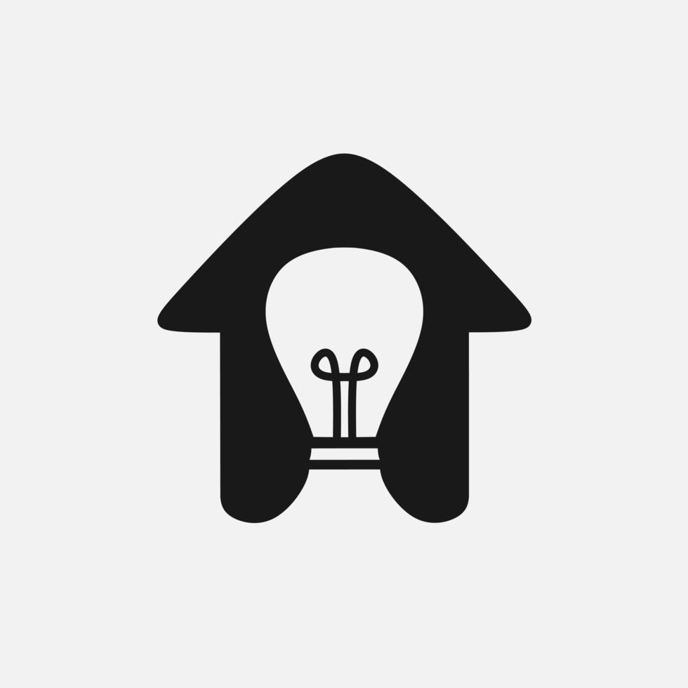 lamp lamp huis minimalistisch logo. eenvoudig negatief ruimtevectorontwerp. geïsoleerd met zachte achtergrond. vector