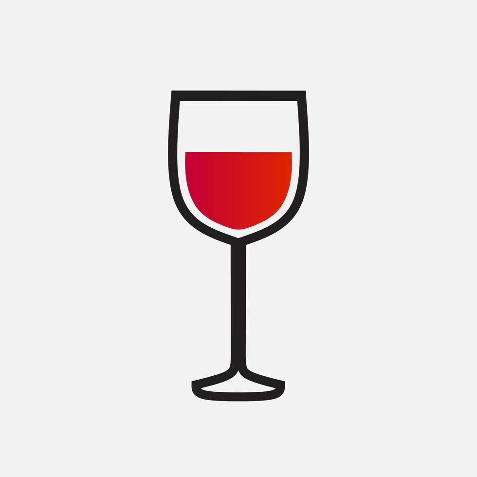 wijnglas minimalistisch logo. eenvoudig vectorontwerp. geïsoleerd met zachte achtergrond. vector