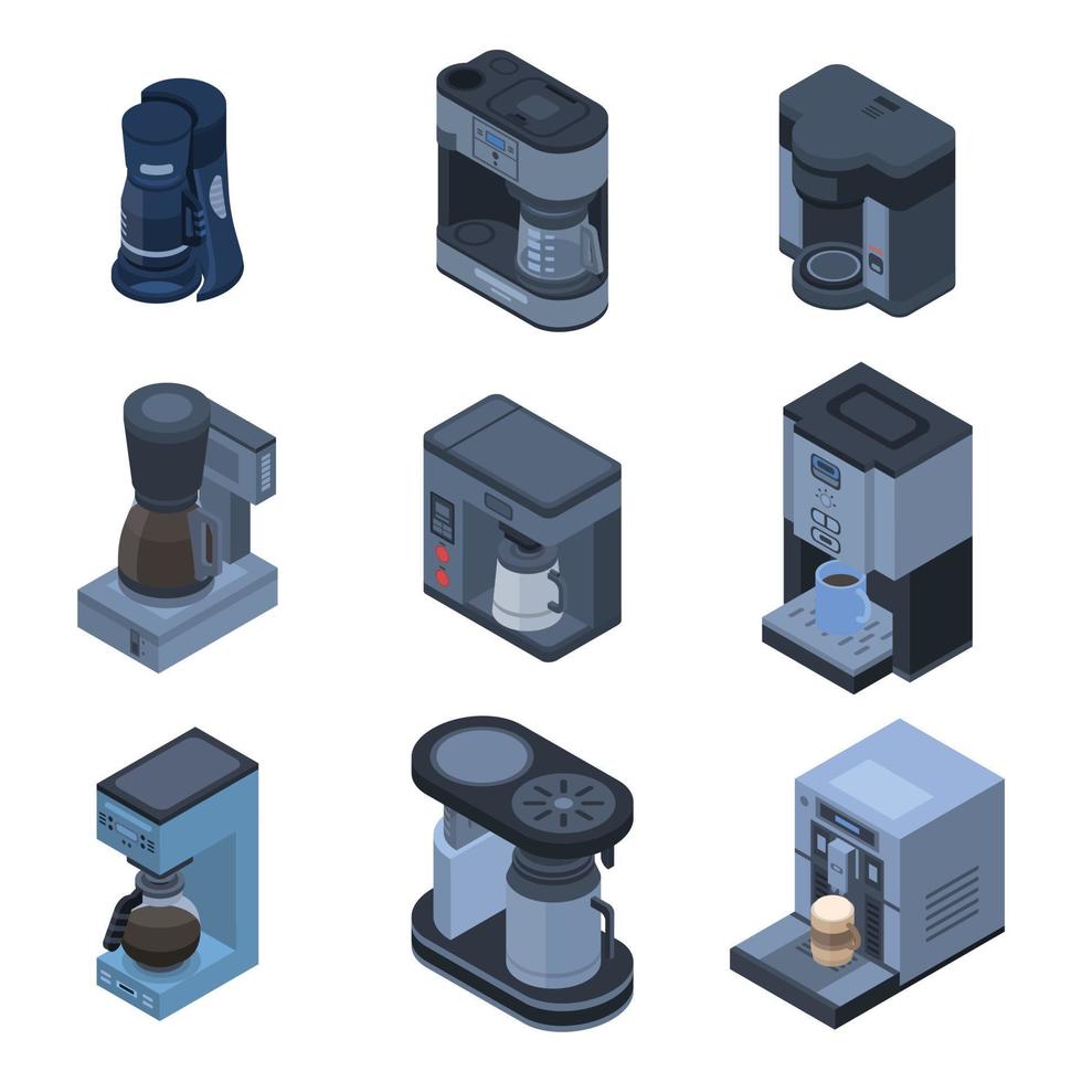 koffiezetapparaat pictogrammenset, isometrische stijl vector