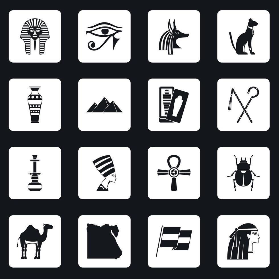 Egypte reizen items pictogrammen instellen pleinen vector