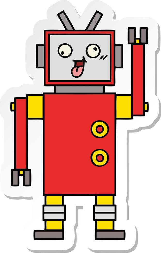 sticker van een schattige cartoon gekke robot vector