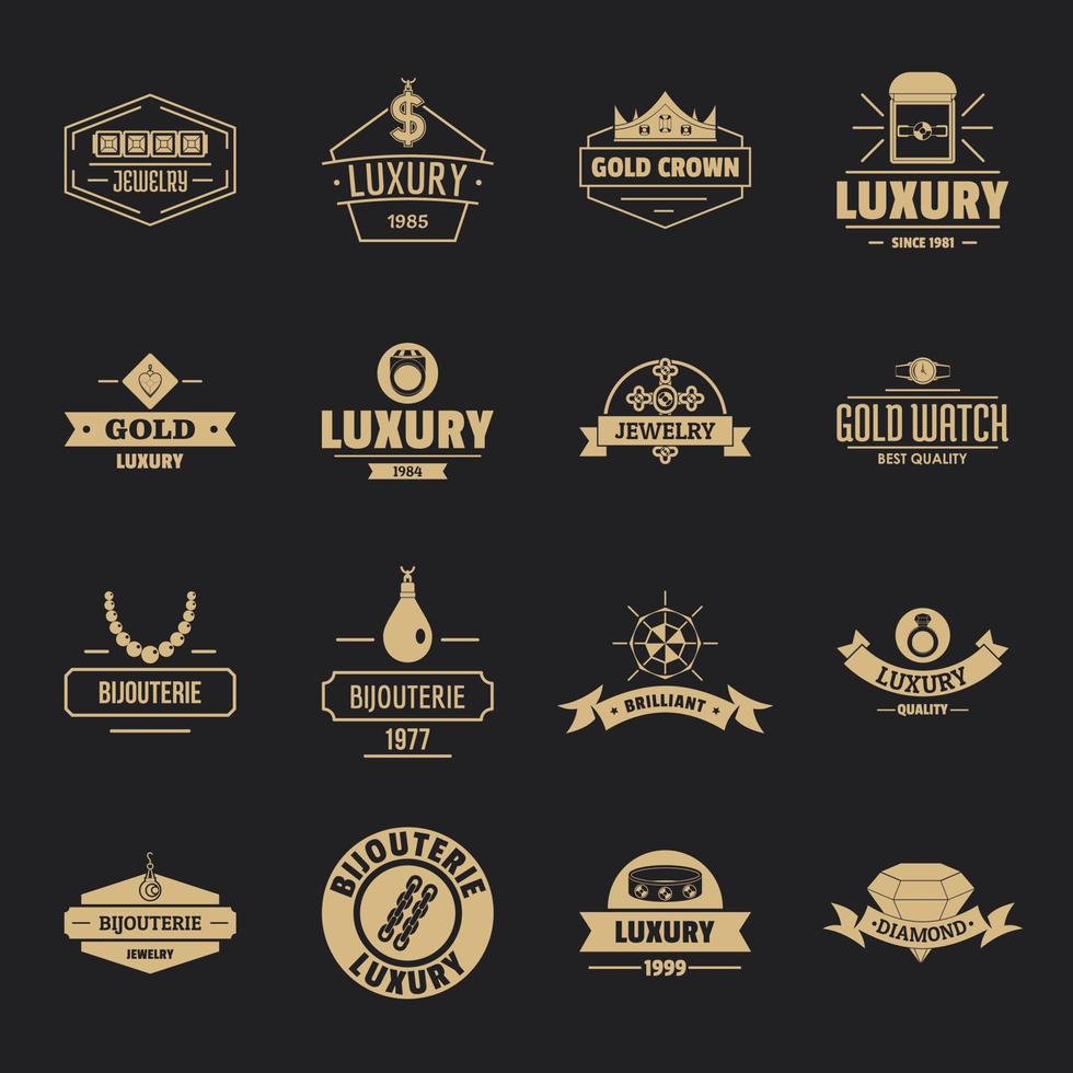 luxe logo iconen set, eenvoudige stijl vector