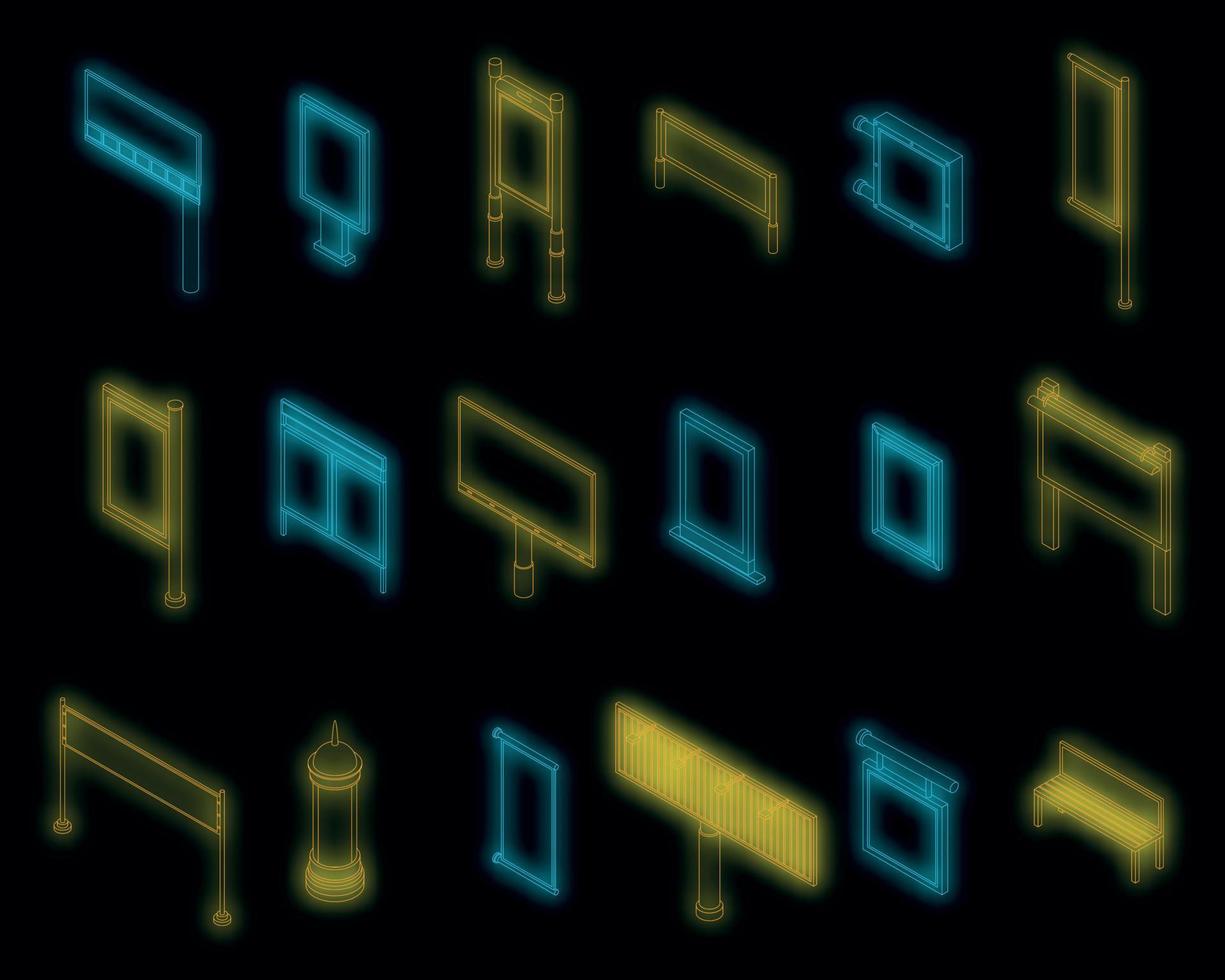 buitenreclame pictogrammen instellen vector neon