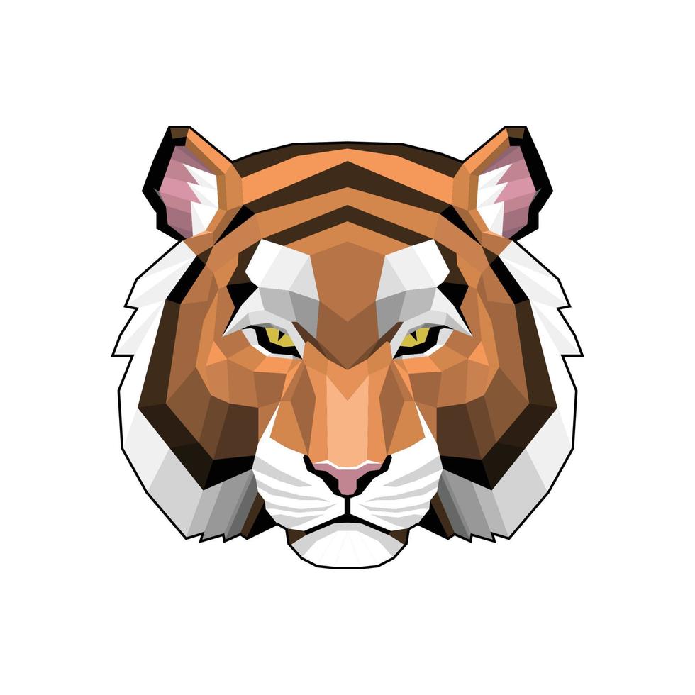 tijger hoofd lowpoly stijl vector illustratie ontwerp