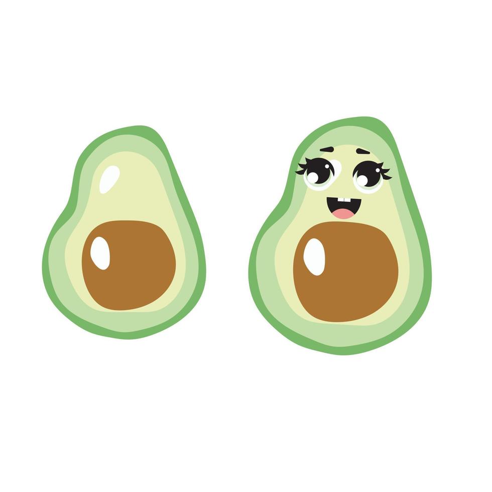 kawaii schattige avocado met een glimlach vector