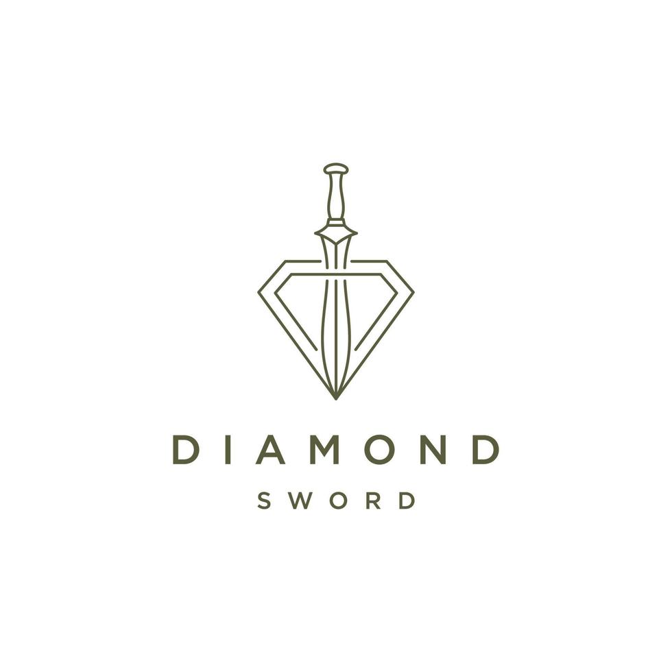 diamant zwaard lijn logo pictogram ontwerp sjabloon platte vector