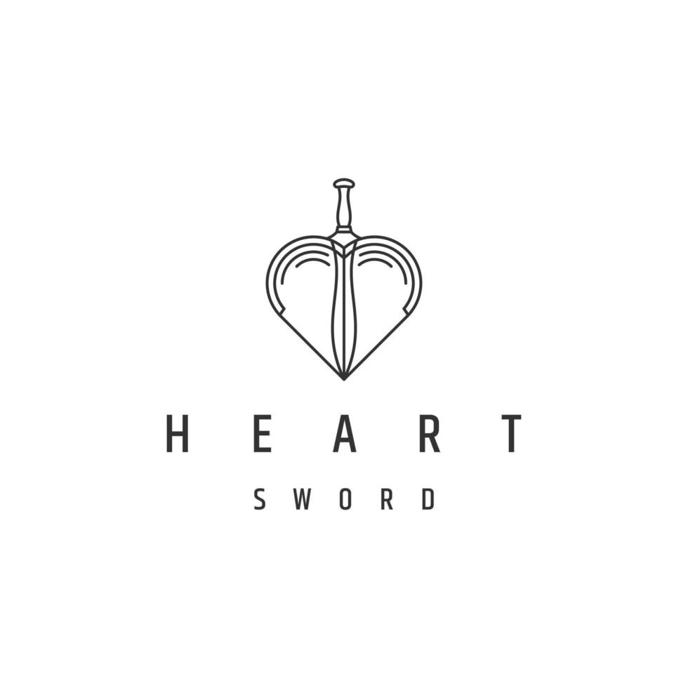 liefde zwaard lijn logo pictogram ontwerp sjabloon platte vector