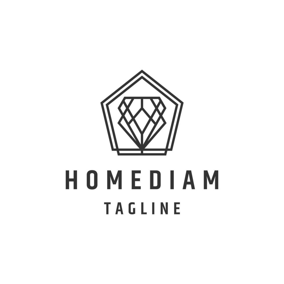 huis diamant lijn logo ontwerp sjabloon platte vector