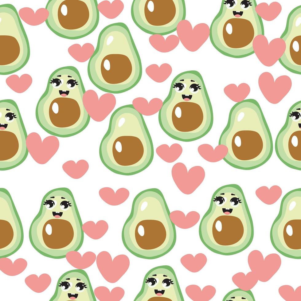 kawaii schattige avocado met een glimlach vector