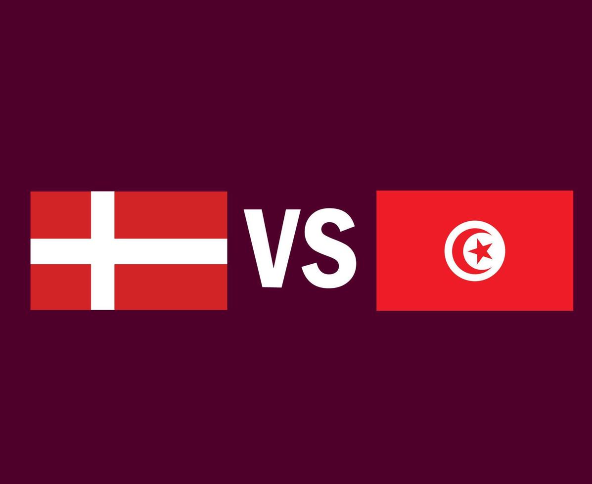 Denemarken en Tunesië vlag embleem symbool ontwerp Afrikaanse en Europese voetbal finale vector Afrikaanse en Europese landen voetbal teams illustratie