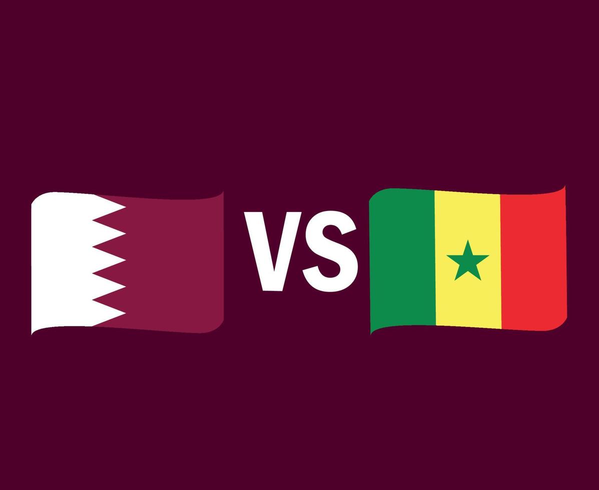 Qatar en Senegal vlag lint symbool ontwerp Afrika en Azië voetbal finale vector Afrikaanse en Aziatische landen voetbal teams illustratie