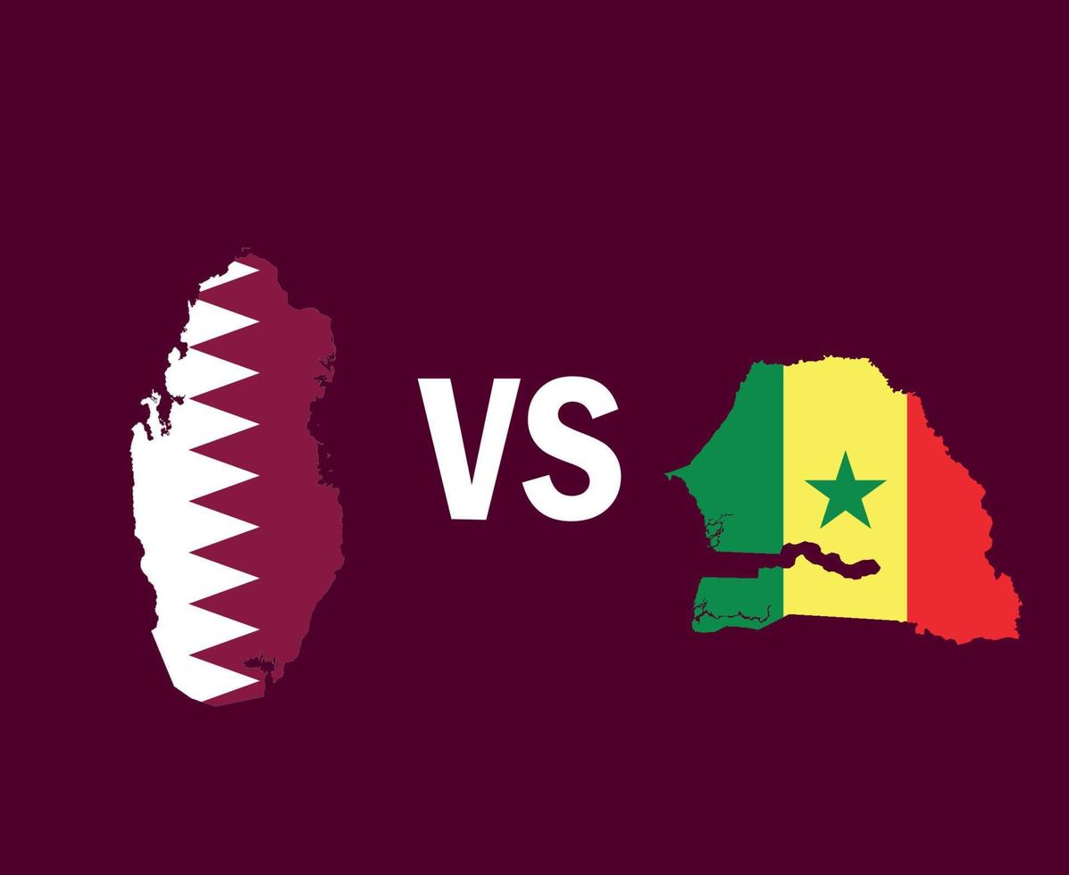 Qatar en Senegal kaart symbool ontwerp Afrika en Azië voetbal finale vector Afrikaanse en Aziatische landen voetbal teams illustratie