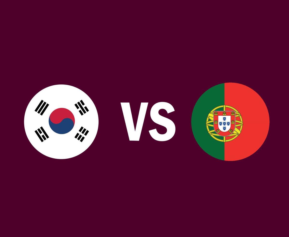 Zuid-Korea en Portugal vlag symbool ontwerp Azië en Europa voetbal finale vector Aziatische en Europese landen voetbal teams illustratie