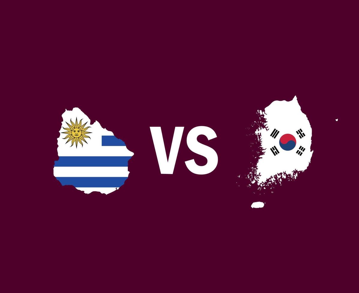 uruguay en zuid-korea kaart symbool ontwerp azië en latijns-amerika voetbal finale vector aziatische en latijns-amerikaanse landen voetbal teams illustratie