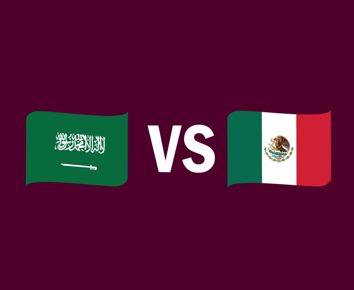 saoedi-arabië en mexico vlag lint symbool ontwerp noord-amerika en azië voetbal finale vector noord-amerikaanse en aziatische landen voetbal teams illustratie