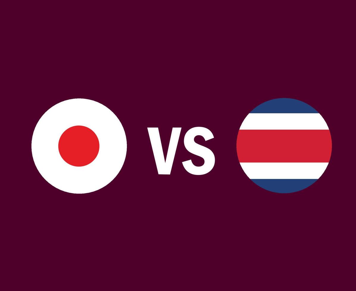 Japan en Costa Rica vlag symbool ontwerp Noord-Amerika en Azië voetbal finale vector Noord-Amerikaanse en Aziatische landen voetbalteams illustratie
