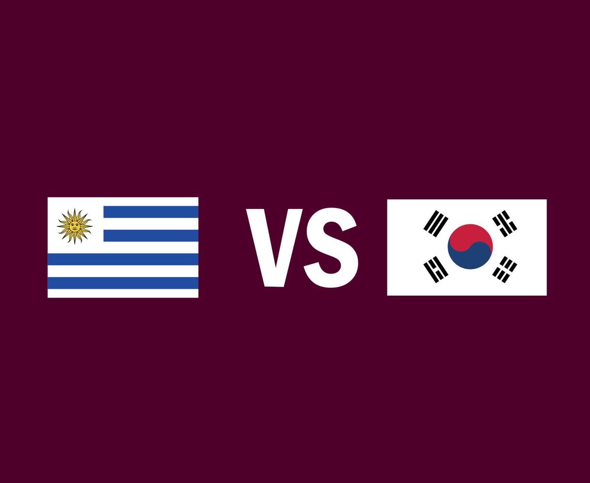 Uruguay en Zuid-Korea vlag embleem symbool ontwerp Azië en Latijns-Amerika voetbal finale vector Aziatische en Latijns-Amerikaanse landen voetbal teams illustratie