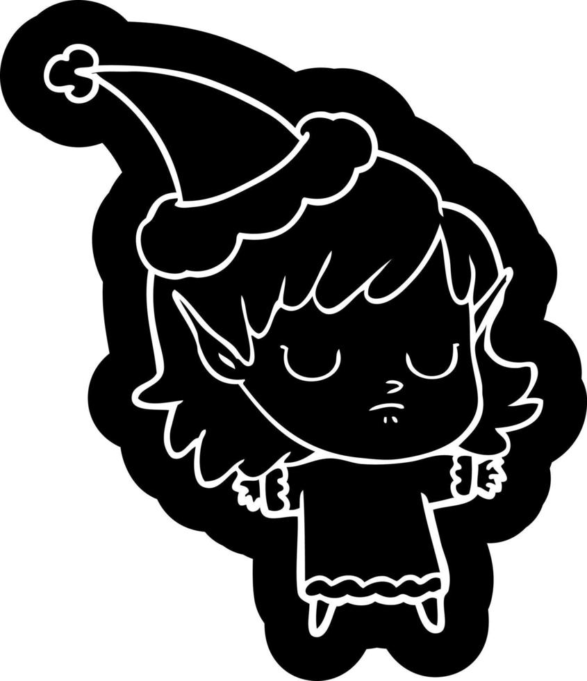cartoon icoon van een elf meisje met een kerstmuts vector