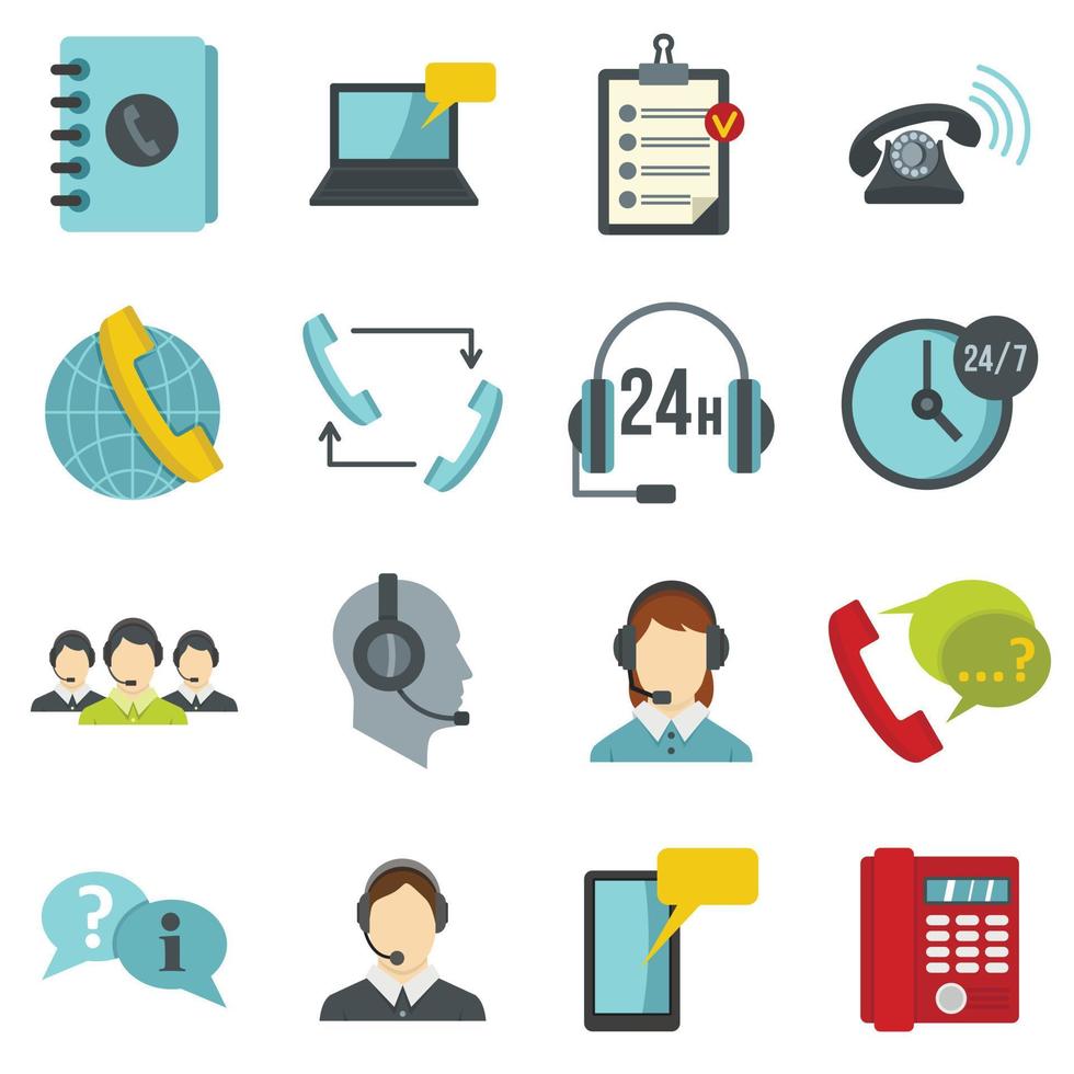 callcenter symbolen instellen plat pictogrammen vector