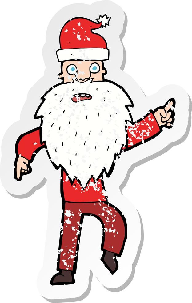 door retro geteisterde sticker van een tekenfilm van de kerstman vector