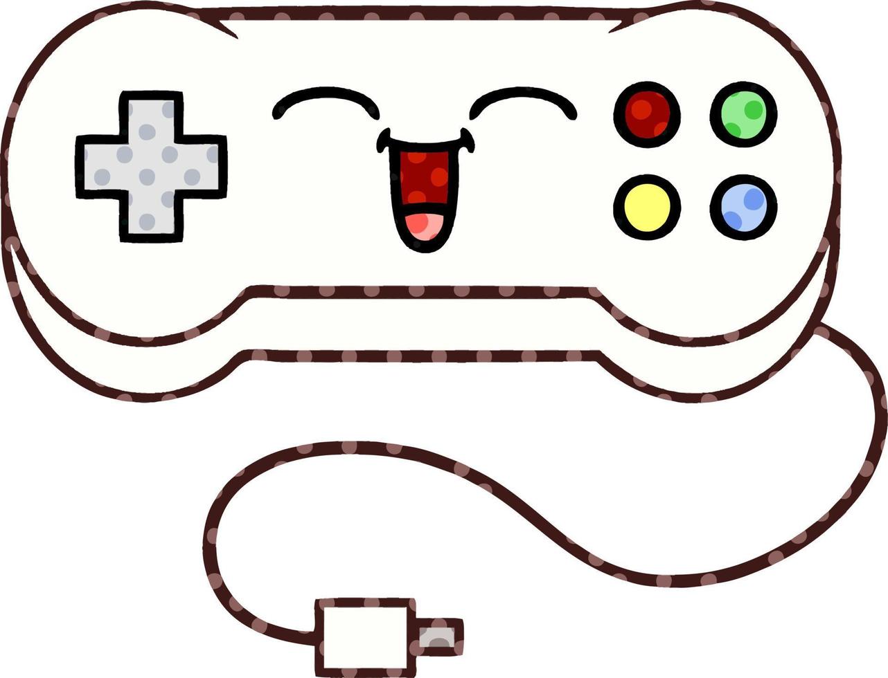 cartoon gamecontroller in stripboekstijl vector