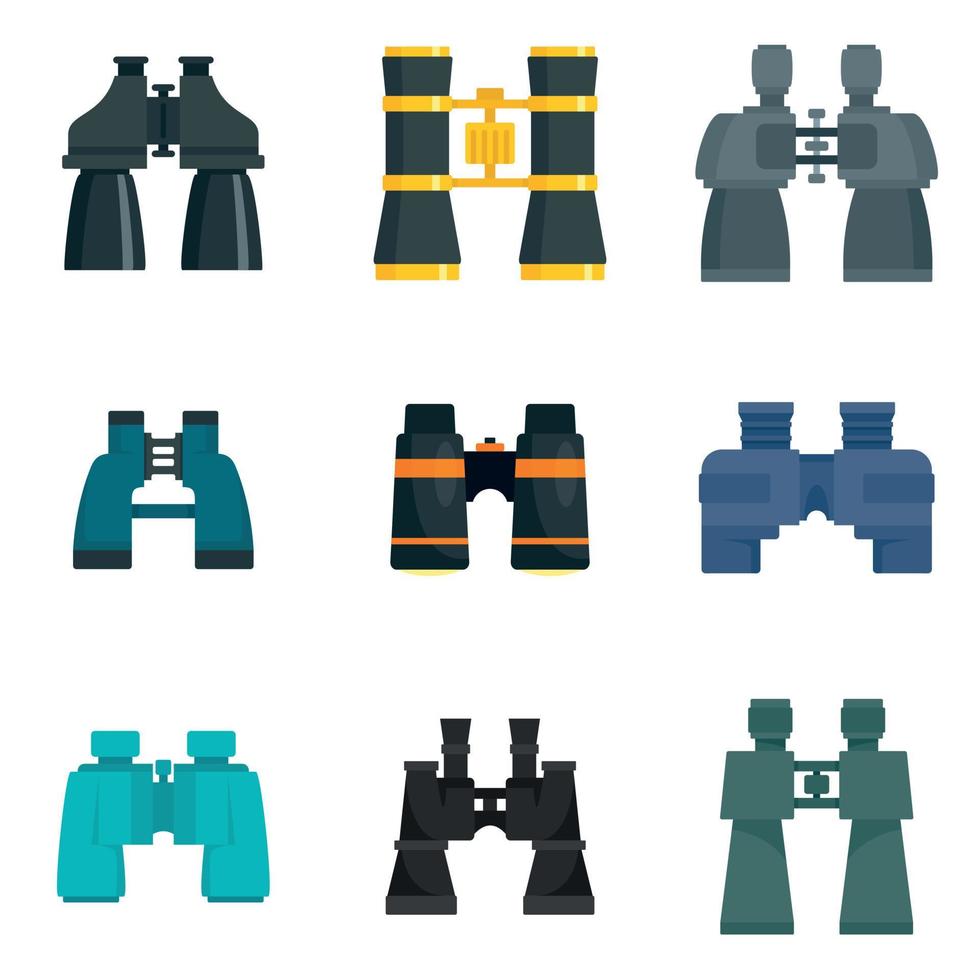 verrekijker iconen set, vlakke stijl vector